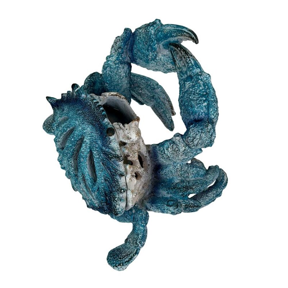 Crab Wine Bottle Holder Coastal Blue Resin Tabletop Wine Rack 5.5 In